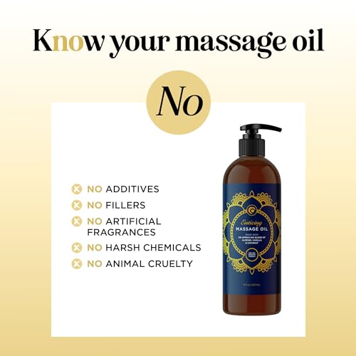 Aromatherapy Sensual Massage Oil for Couples - Relaxing Full Body Massage Oil for Date Night with Sweet Almond Oil - Vegan Lavender Massage Oil for Massage Therapy Smooth Gliding Formula 8 Fl Oz