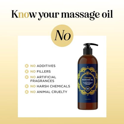 Aromatherapy Sensual Massage Oil for Couples - Relaxing Full Body Massage Oil for Date Night with Sweet Almond Oil - Vegan Lavender Massage Oil for Massage Therapy Smooth Gliding Formula 8 Fl Oz