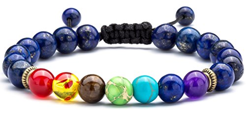 Hamoery Men Women 8mm Lava Rock Beads Chakra Bracelet Braided Rope Natural Stone Yoga Bracelet Bangle