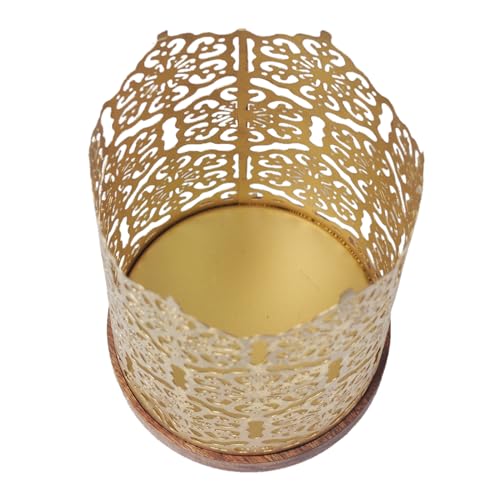 Hosley 4.5" High Black (Gold Inside) Metal Jar Holder Candle Sleeve. Candle Holder, Votive, Tea Light Lanterns Use with Tealights. Ideal Gift for Weddings, Parties, Spa and Aromatherapy O6