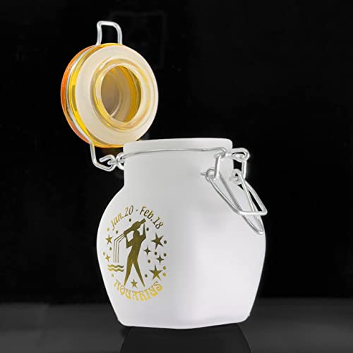 Zodiac Sign Quarter Oz (125ml) Smell Proof Airtight Glass Storage Jar, 3.25'' (Capricorn Astrology Sign)