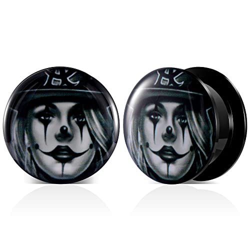 1 Pair Acrylic Solid Screw On Ear Plugs Tunnels Santa Muerte Death Goodness Resin Allergy Free Stretcher For Women Men Body Piercing Jewelry