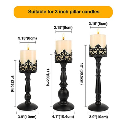 Black Vintage Candle Holder for Table Centerpiece Gothic Candle Stand Set