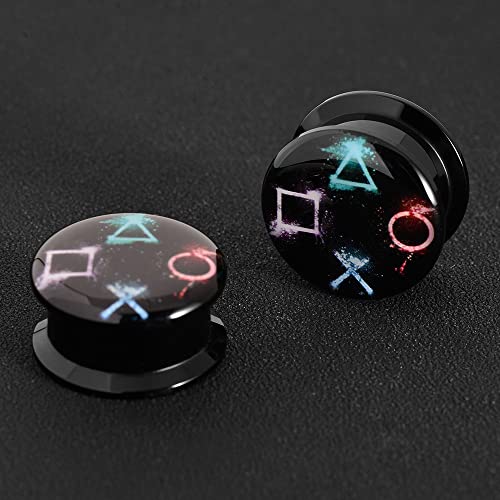 1 Pair Acrylic Solid Screw On Ear Plugs Tunnels Scandinavian Norse Viking Symbol Resin Allergy Free Stretcher For Women Men Body Piercing Jewelry