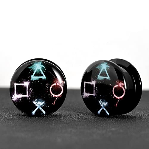 1 Pair Acrylic Solid Screw On Ear Plugs Tunnels Scandinavian Norse Viking Symbol Resin Allergy Free Stretcher For Women Men Body Piercing Jewelry