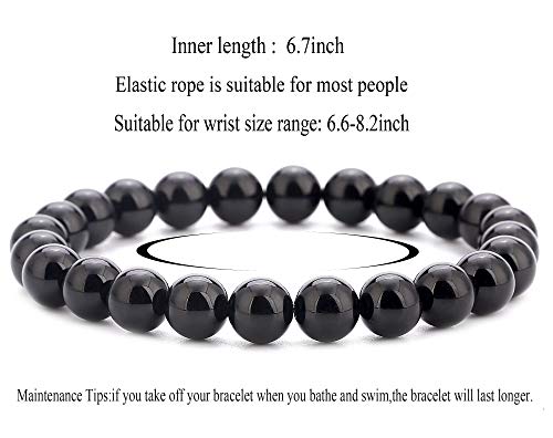 Hamoery Men Women 8mm Natural Stone Lava Rock Diffuser Bracelet Elastic Yoga Agate Beads Bracelet Bangle