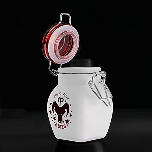 Zodiac Sign Quarter Oz (125ml) Smell Proof Airtight Glass Storage Jar, 3.25'' (Capricorn Astrology Sign)