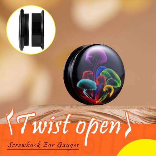 2PCS Acrylic Solid Screw On Ear gauges Art Oil Painting The Scream Epoxy Allergy Free Ear Plugs and Tunnels Stretcher For Women Men Body Piercing Jewelry