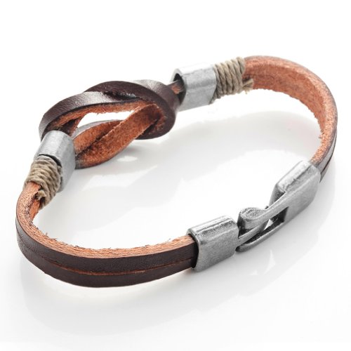 Urban Jewelry Braided Genuine Leather Bracelet with Locking Stainless Steel Clasp (Unique Designs Options)