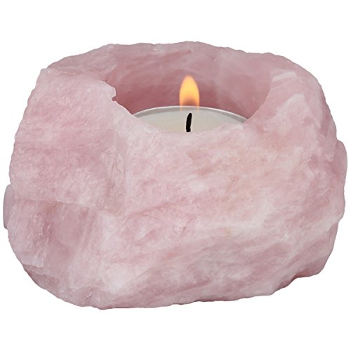 rockcloud Natural Raw Rose Quartz Taper Tea Light Candle Holder Air Plant Holder Healing Stone Home Decoration Figurine