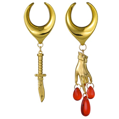 1 Pair Ear Gauges 8mm-25mm Dangle Plug Saddle Tunnels Brass Ear Hanger Stretcher Expander Earrings For Women Body Piercing Jewelry