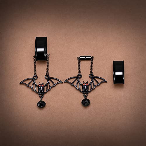 2PCS Stainless Steel Ear Gauges Tunnels Hollow Spider Bee Bat Chain Screw Fit For Men Women 6mm-25mm