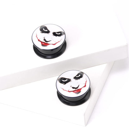 1 Pair Acrylic Solid Screw On Ear Plugs Tunnels Santa Muerte Death Goodness Resin Allergy Free Stretcher For Women Men Body Piercing Jewelry