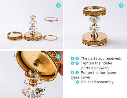 Candle Holder for Pillar Candle, Pillar Candle Holders for Wedding, Coffee Dining Table, Christmas, Table Centerpieces, Home Décor ZXC048D (1 Crystal Ball)