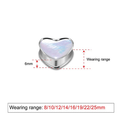 2PCS 8mm-25mm Pearl Shell Ear Gauges Saddle Tunnels 316L Stainless Steel Teardrop Heart Shape Double Flared Plugs Expander Stretcher Piercing