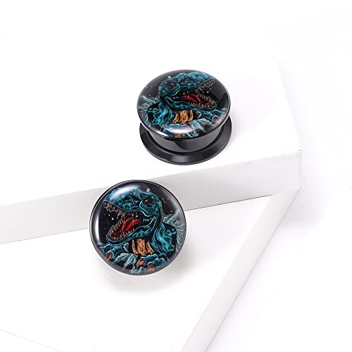 1 Pair Acrylic Solid Screw On Ear Plugs Tunnels Epoxy The Eye of Geometirc Flower Allergy Free 2g - 1 Inch Stretcher Art Color Drawing For Women For Men Body Piercing Jewelry
