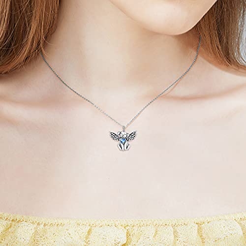 AOBOCO 925 Sterling Silver Dog/Cat Urn Necklace for Ashes Pet Cremation Keepsake Necklace Memorial Jewelry Gift for Women