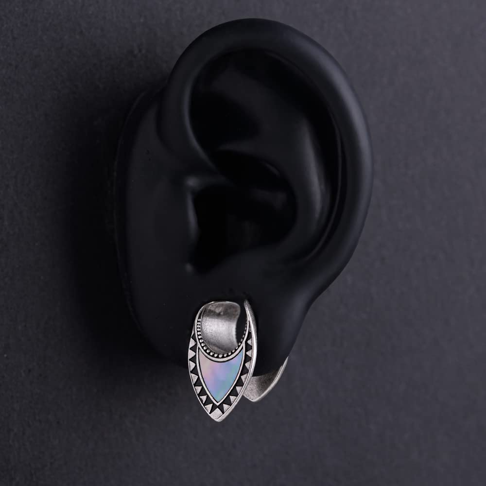 2PCS Opening Saddle Plugs Opal Ear Gauges Tunnels For Sretcher Expander Ears Elegant Floral Double Flared Piercing Earrings For Women 0g-1"