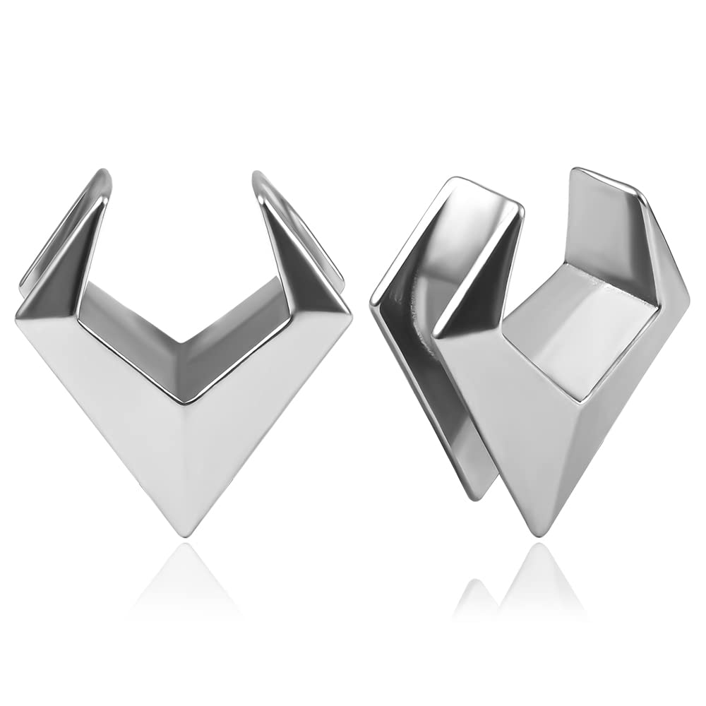 DOEARKO 2PCS Ear Gauges Cool Rhombus Saddle Ear Plugs Body Piercing Tunnels 316 Stainless Steel Hypoallergenic Earrings Plugs for Ears Expander Body Jewelry