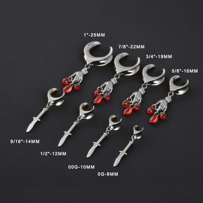1 Pair Ear Gauges 8mm-25mm Dangle Plug Saddle Tunnels Brass Ear Hanger Stretcher Expander Earrings For Women Body Piercing Jewelry
