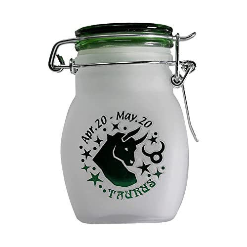 Zodiac Sign Quarter Oz (125ml) Smell Proof Airtight Glass Storage Jar, 3.25'' (Capricorn Astrology Sign)