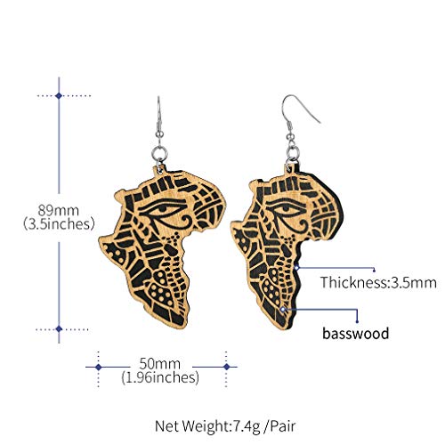 FaithHeart African Map Shaped Drop Earrings Stainless Steel/18K Gold Plated Statement Africa Jewelry Ear Charms for Women Teen Girls