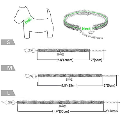 Pet Collar with Diamonds, Adjustable Crystal Diamond Elastic Heart Claw Pendant Wedding cat and Dog Small pet Necklace Jewelry