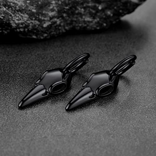 FaithHeart Raven Stud Earrings for Women Men, Stainless Steel Punk Gothic Norse Viking Crow Ear Studs with Delicate Gift Packaging