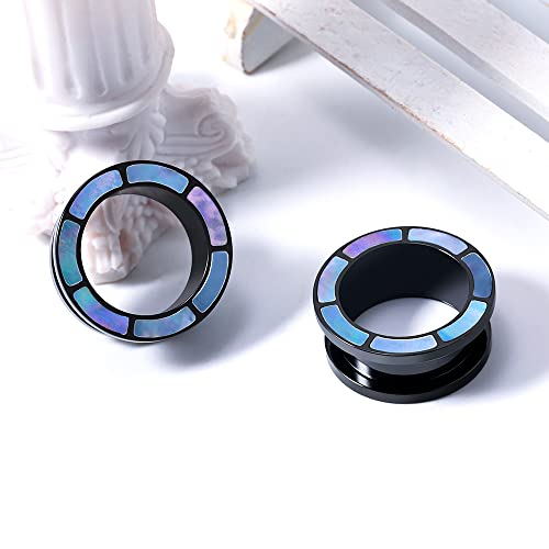 Blue Turquoise Stainless Steel Ear Flesh Tunnels Screw Fit Ear Gauges Stretcher Expander Piercing Jewelry