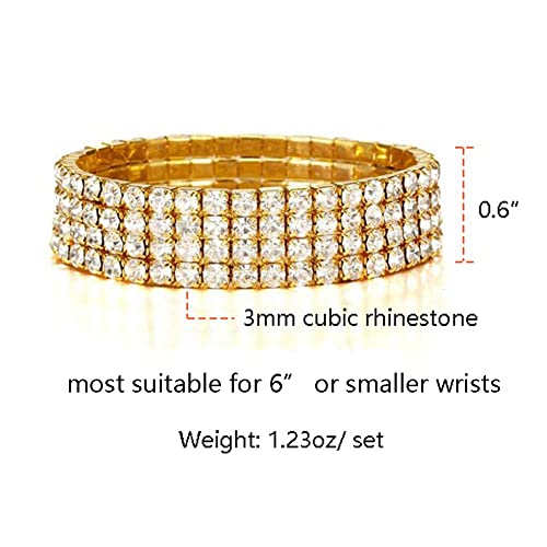 Zealmer Sparkle Multicolor Rhinestone Stackable Stretch Bracelets for Women