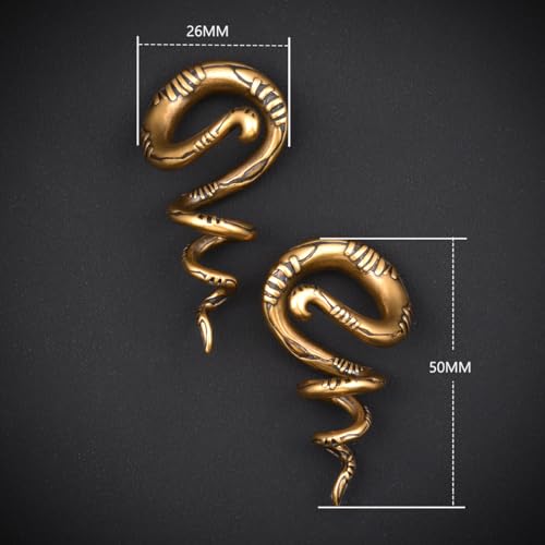 2PCS 2G Ear Sprial Tapers Plug Gauges Brass Ear Stretcher Hangers 6mm Gothic Ear Tunnels Expander Piercing Jewelry