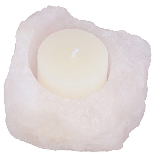 rockcloud Natural Raw Rose Quartz Taper Tea Light Candle Holder Air Plant Holder Healing Stone Home Decoration Figurine