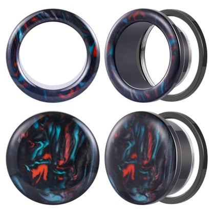 4PCS Stainless Steel Ear Gagues Ink Mixing Type Ear Tunnels and Plugs Screw Fit Expander Stretcher Piercings