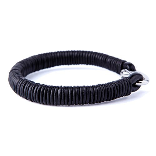 Urban Jewelry Braided Genuine Leather Bracelet with Locking Stainless Steel Clasp (Unique Designs Options)