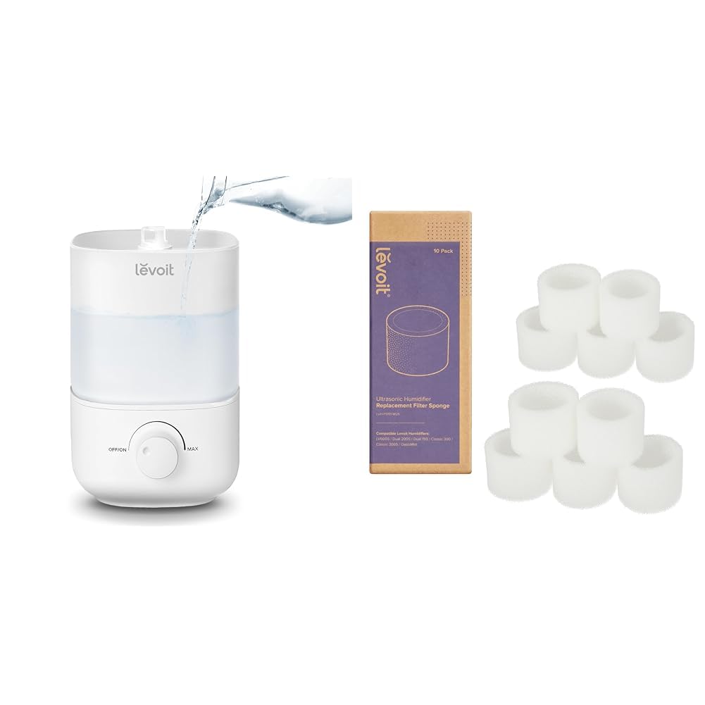 LEVOIT Humidifiers for Bedroom, Quiet (3L Water Tank) Cool Mist Top Fill Essential Oil Diffuser with 25Watt for Home Large Room, 360° Nozzle, Rapid Ultrasonic Humidification for Baby Nursery and Plant