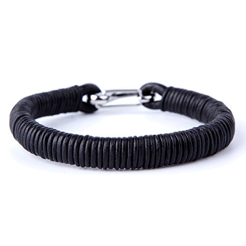 Urban Jewelry Braided Genuine Leather Bracelet with Locking Stainless Steel Clasp (Unique Designs Options)