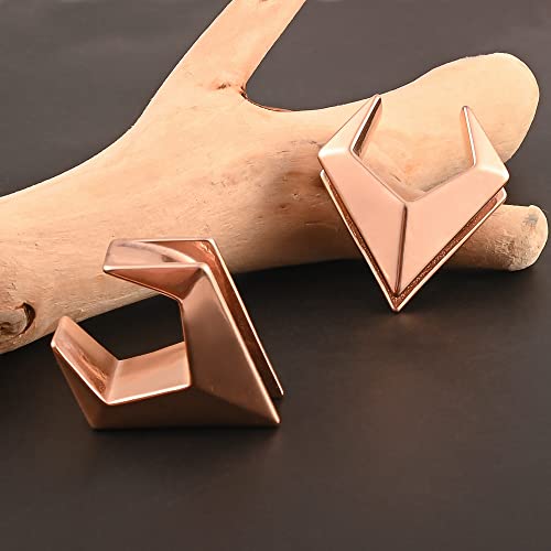 DOEARKO 2PCS Ear Gauges Cool Rhombus Saddle Ear Plugs Body Piercing Tunnels 316 Stainless Steel Hypoallergenic Earrings Plugs for Ears Expander Body Jewelry