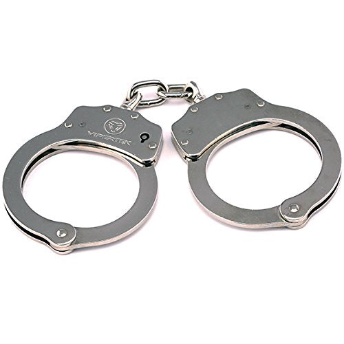 VIPERTEK Double Lock Steel Police Edition Professional Grade Handcuffs (Silver)