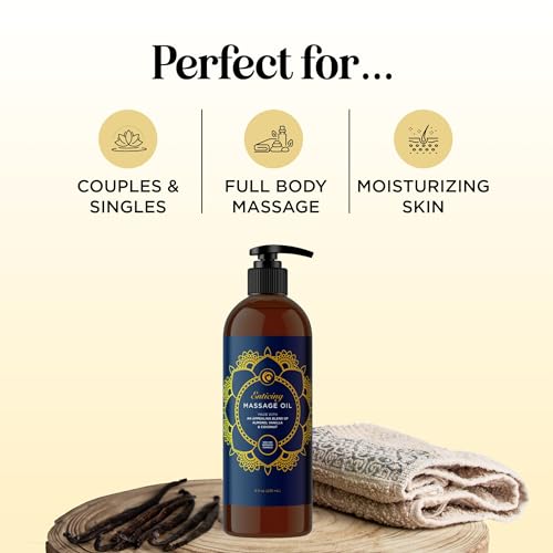 Aromatherapy Sensual Massage Oil for Couples - Relaxing Full Body Massage Oil for Date Night with Sweet Almond Oil - Vegan Lavender Massage Oil for Massage Therapy Smooth Gliding Formula 8 Fl Oz