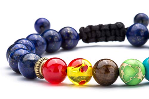 Hamoery Men Women 8mm Lava Rock Beads Chakra Bracelet Braided Rope Natural Stone Yoga Bracelet Bangle