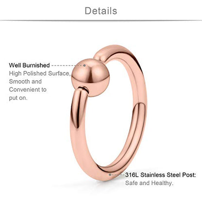 SCERRING 4 Pairs 20G 16G 14G 12G Stainless Steel Captive Bead Ring Nose Hoop Rings Eyebrow Lip Ear Tragus Cartilage Daith Septum Nipple Belly PA Retainer Piercing Jewelry 10-16mm