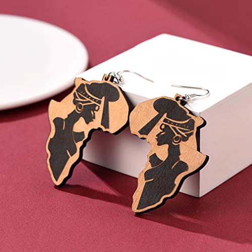 FaithHeart African Map Shaped Drop Earrings Stainless Steel/18K Gold Plated Statement Africa Jewelry Ear Charms for Women Teen Girls