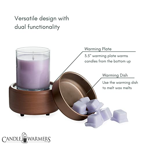 Candle Warmers Etc 2-In-1 Candle and Fragrance Wax Melt Warmer For Warming Scented Candles or Wax Melts and Tarts With To Freshen Room, Slate