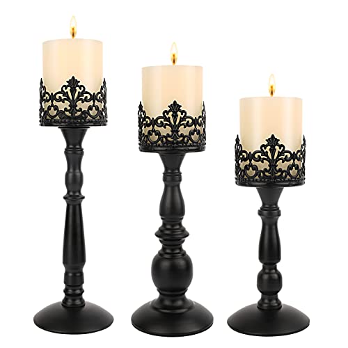 Black Vintage Candle Holder for Table Centerpiece Gothic Candle Stand Set