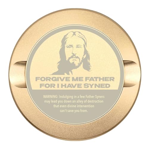 Edition 012: Forgive ME Father Metal Snus Can, Metal Container for Zyn, ON, Velo, or Lucy Pouches, Custom Snus Container, Tobacco Can, Dip Can, Gift, Nicotine Pouch Tin, Gift for Him (Champagne Gold)