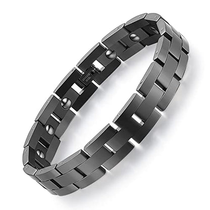 Feraco Magnetic Bracelets for Men Sleek Titanium Stainless Steel Magnetic Bracelet with Sizing Tool, Health Magnetic Field Therapy Gifts for Men (Silver)