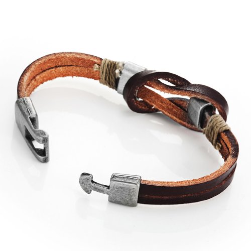 Urban Jewelry Braided Genuine Leather Bracelet with Locking Stainless Steel Clasp (Unique Designs Options)