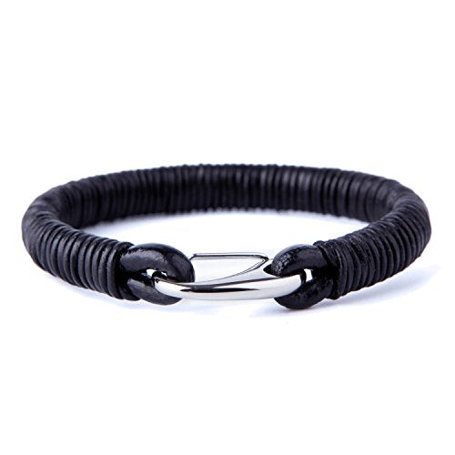 Urban Jewelry Braided Genuine Leather Bracelet with Locking Stainless Steel Clasp (Unique Designs Options)