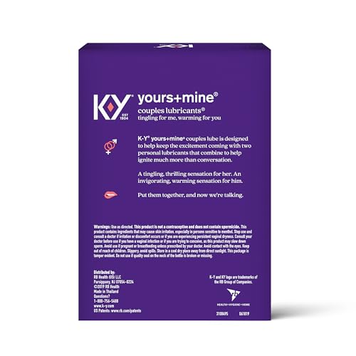 K-Y Yours + Mine Couples Personal Lube, Two Personal Lubricants, Water Based Lube for Women & Glycerin-Based Lube for Men, 2 x 1.5 FL OZ