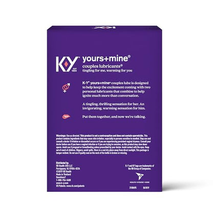 K-Y Yours + Mine Couples Personal Lube, Two Personal Lubricants, Water Based Lube for Women & Glycerin-Based Lube for Men, 2 x 1.5 FL OZ